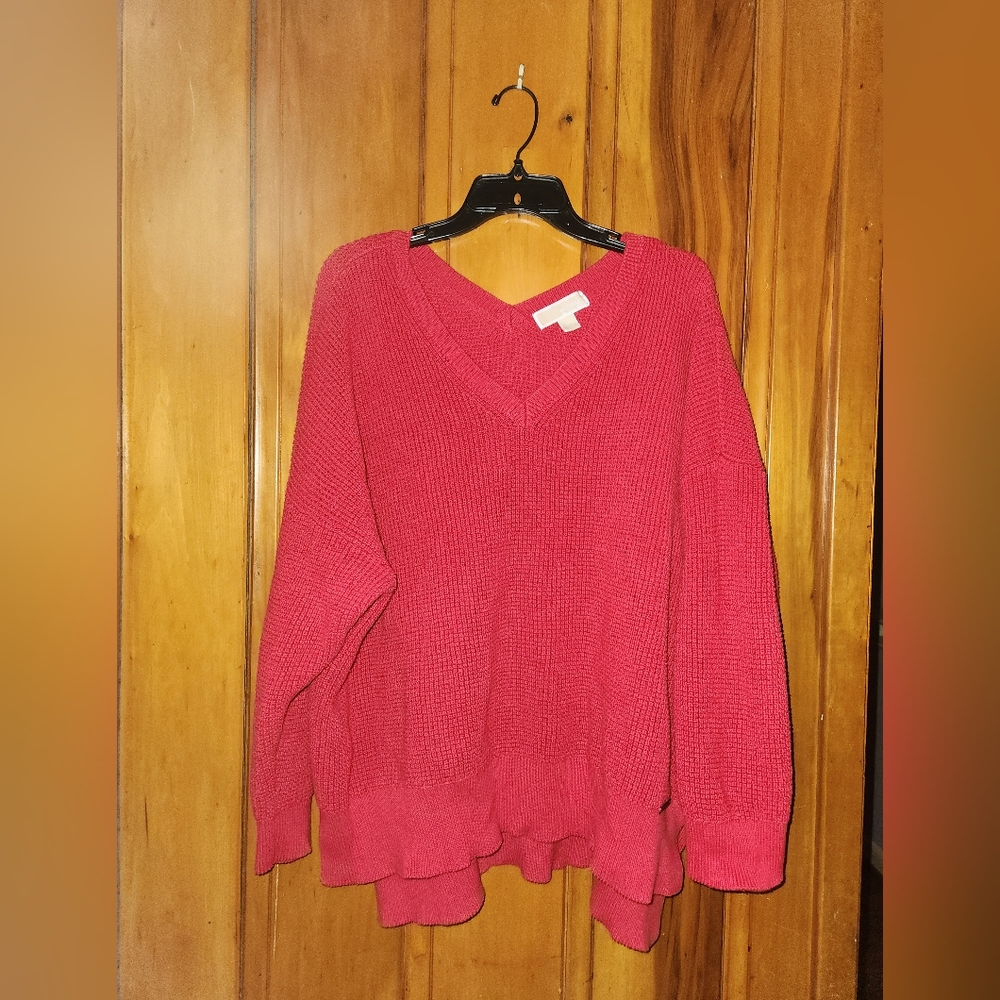 Michael Kors Oversized Double V-Neck Knit Sweater Sz 3x